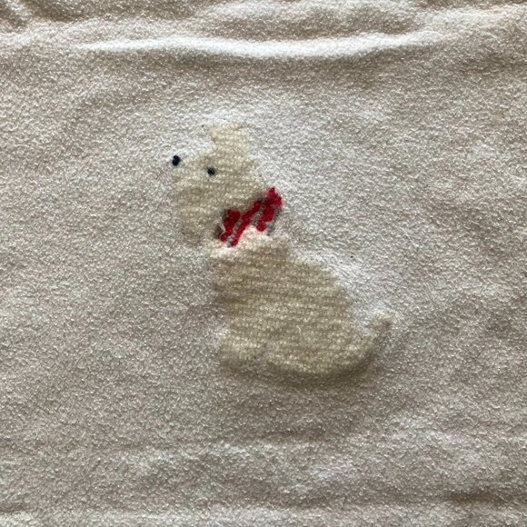 Vintage 1940's-1950's Baby Pepperell Blue Baby Crib Blanket with Dog - Picture 4 of 5